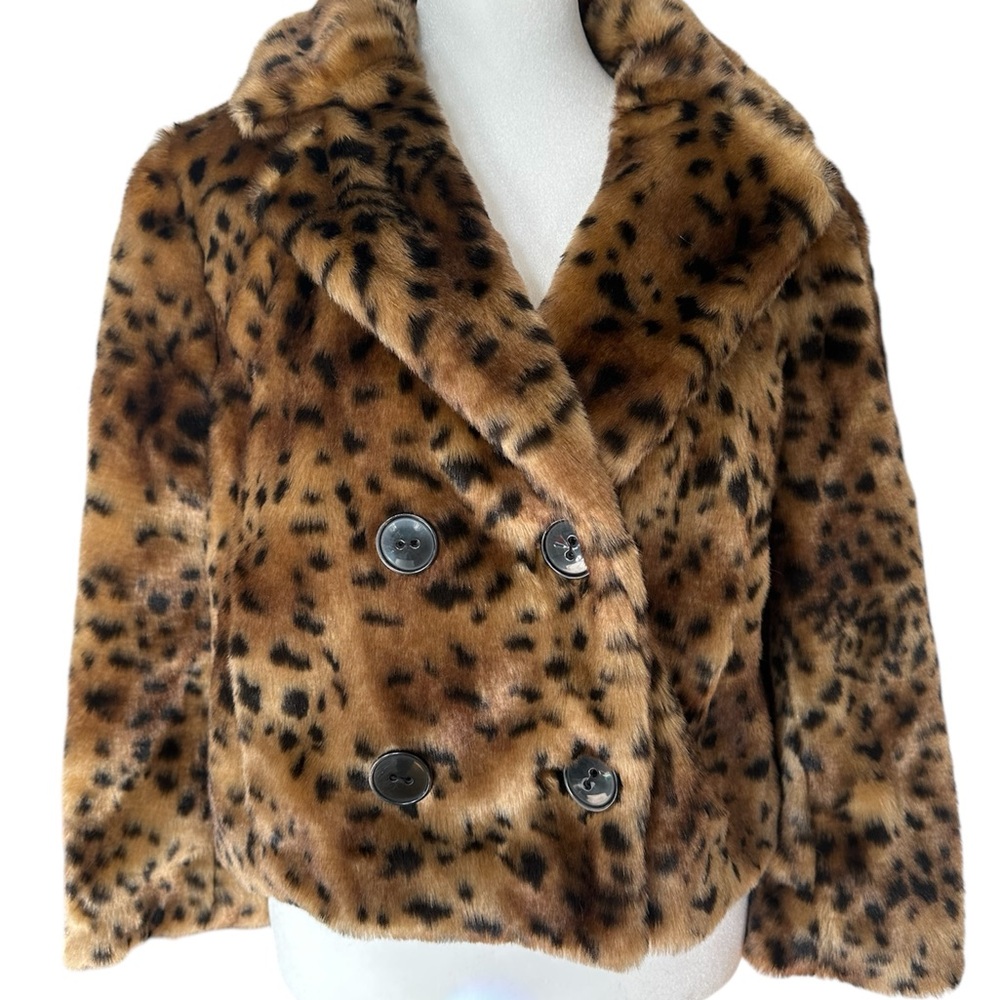 Leopard Print Faux Fur Jacket (slightly cropped)